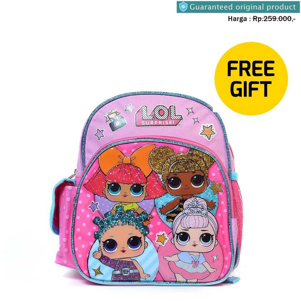 Tas Rasel Anak Sekolah Perempuan PAUD TK Karakter LOL Surprise Backpack Face A15450 Original 10 Inch