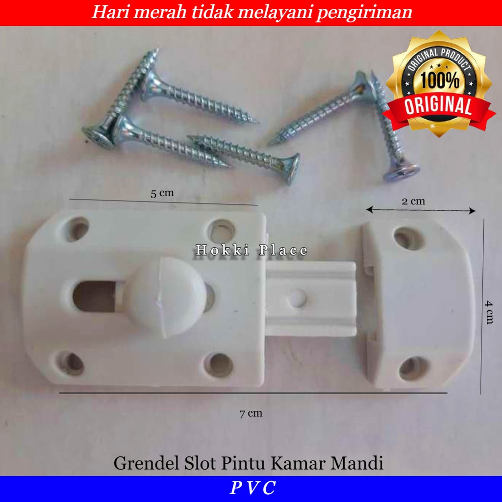 GRENDEL SLOT PVC PLASTIK PENGUNCI PINTU KAMAR MANDI SLOT PINTU PVC.