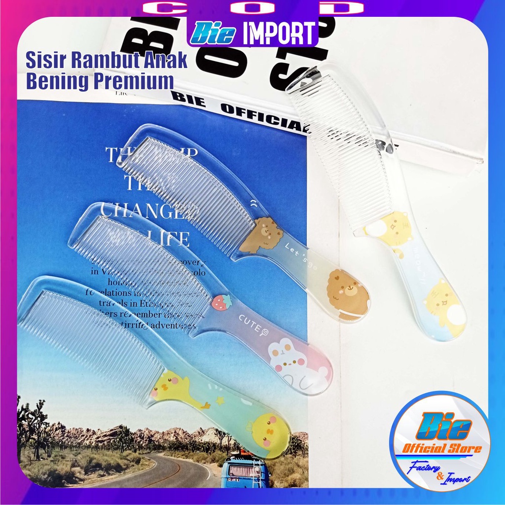 Sisir Gagang Premium Bening Karakter Impor Best Seller