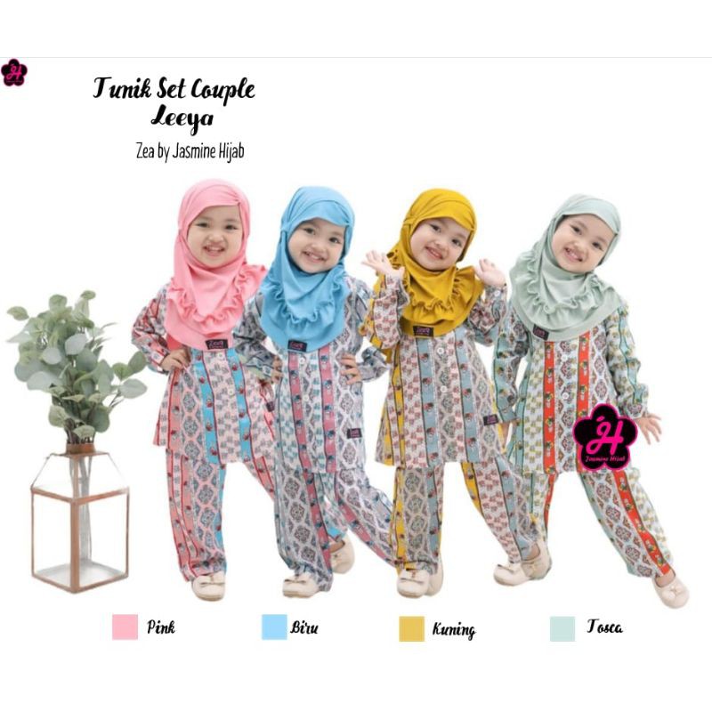 Baju muslim anak Set tunik Anak 2 - 9 Tahun set celana harian baju harian zea Jasmine Hijab
