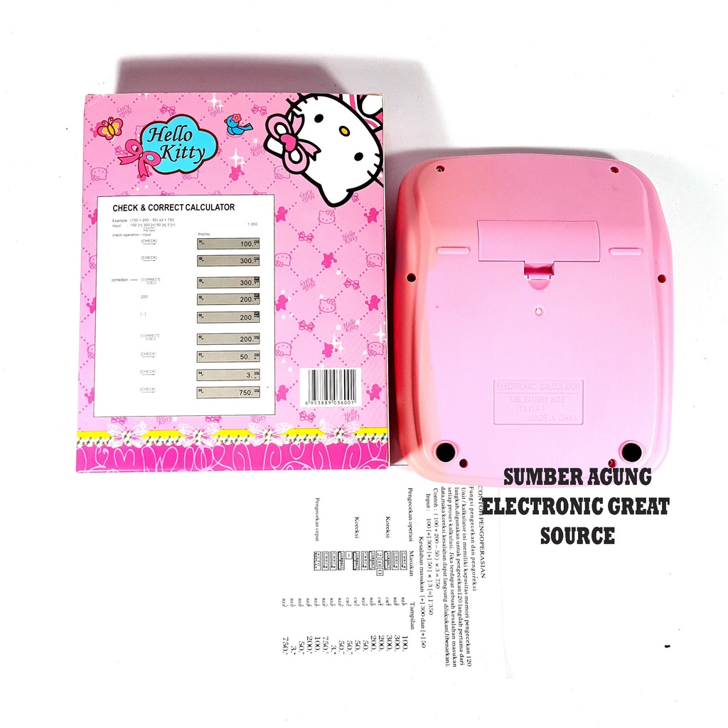 

Kalkulator Hello Kitty Pink KT3600 12Digit Tombol Hati Unik Jambon Anak