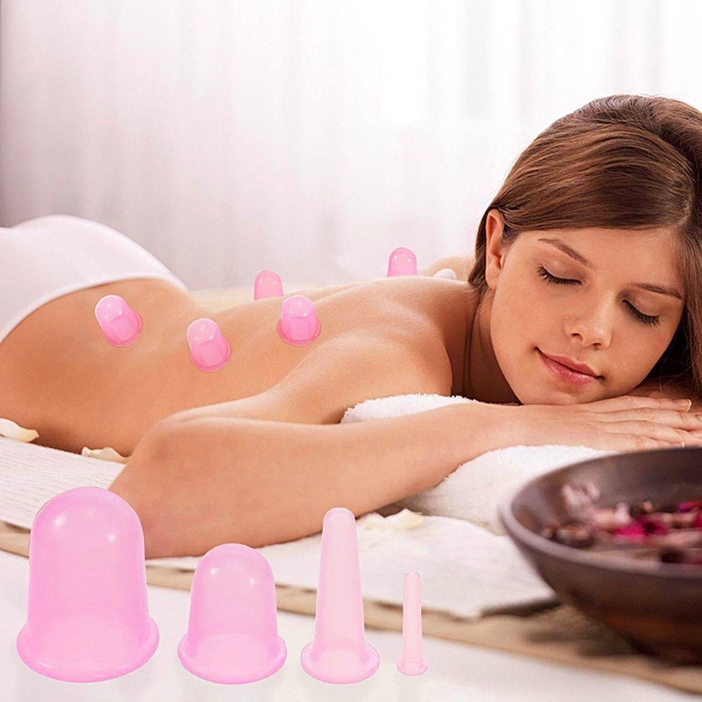 NEEDWAY Vacuum Cupping Cups1/2/4Pcs Lembut Anti Selulit Chinese Body Massage Jar Pereda Nyeri Silikon Suction Cups