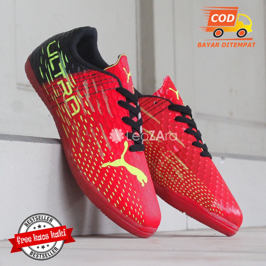 Sepatu Futsal Anak Terbaru Ultra New Varian Stabillo Merah Dan Hitam Unisex Size 32 33 34 35 36 37