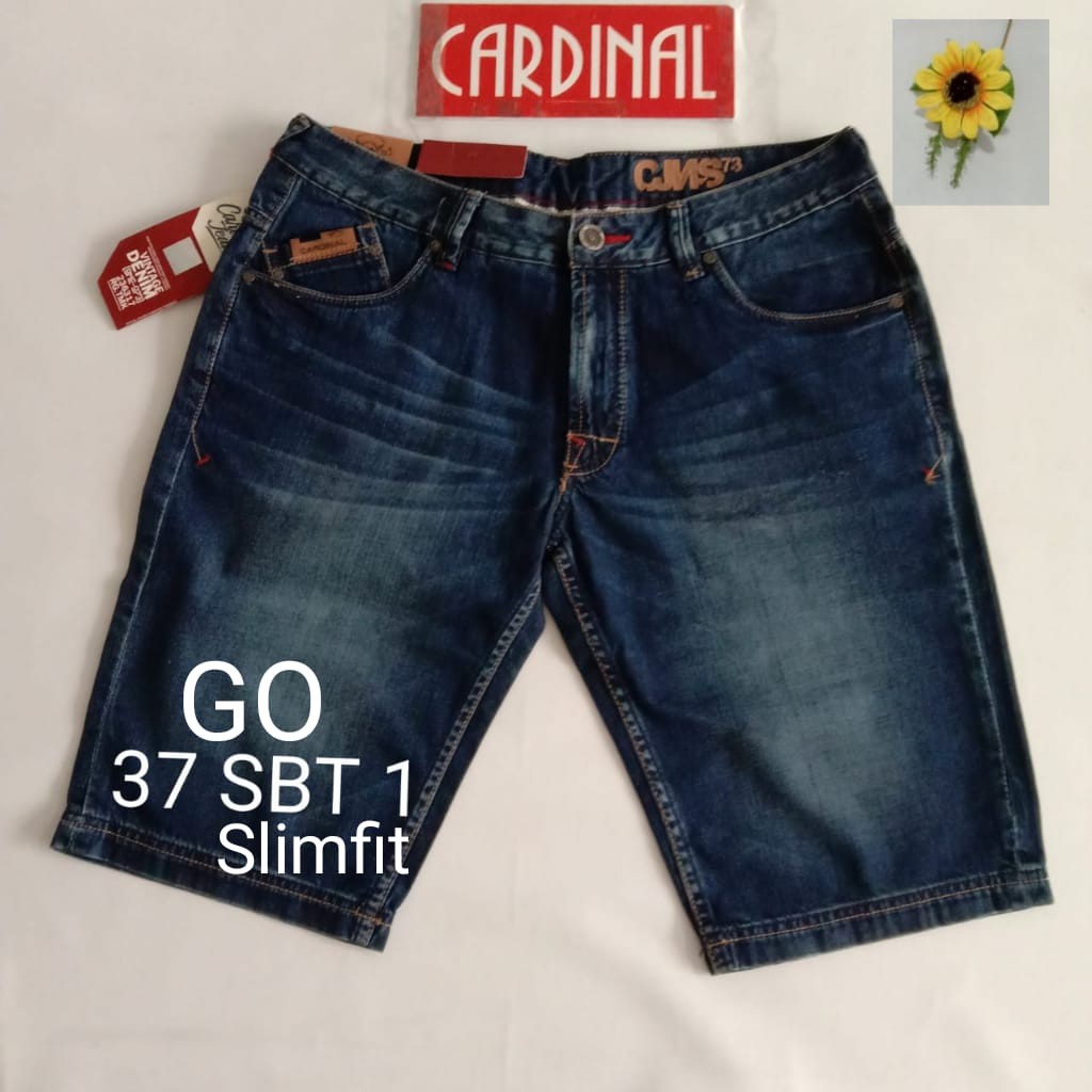 gof 37-38R CARDINAL JEANS Celana Pria Celana Pendek Bermuda Casual Sobek Slimfit Reguler Fit Reguler