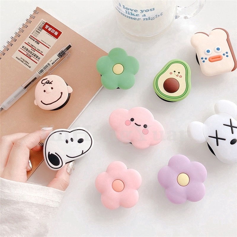 for IPhone11 Pro MAX X XR XSMA 7 8 6 Cute Cartoon Round Universal Mobile Phone Ring Holder Airbag Fold Stand Bracket Suitable for all mobile phones