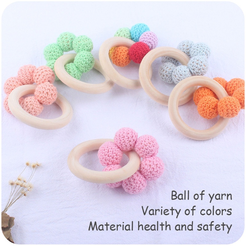 Mary Mainan Rattle Teether Manik-Manik Kayu Untuk Bayi