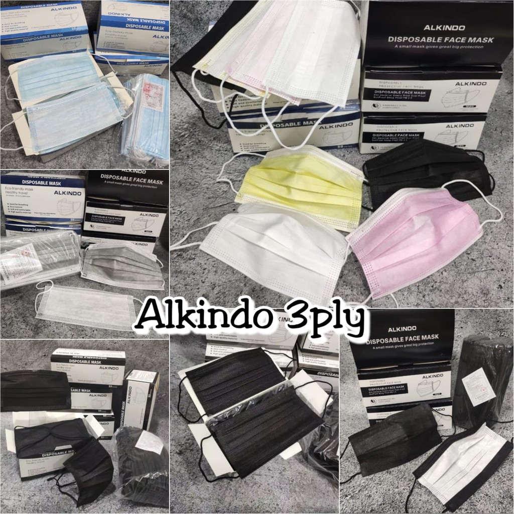 MASKER 3PLY ALKINDO MOUSON BESCO WARNA DISPOSABLE MASK ISI 50 PC