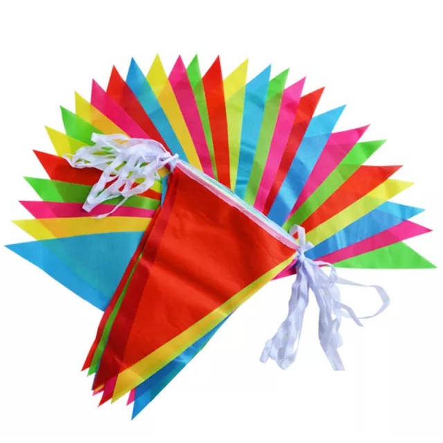 Bendera Kain Segitiga Warna Warni - Umbul Umbul Bendera Hias - Bunting Flag Banner Bendera Hias Bendera Festival