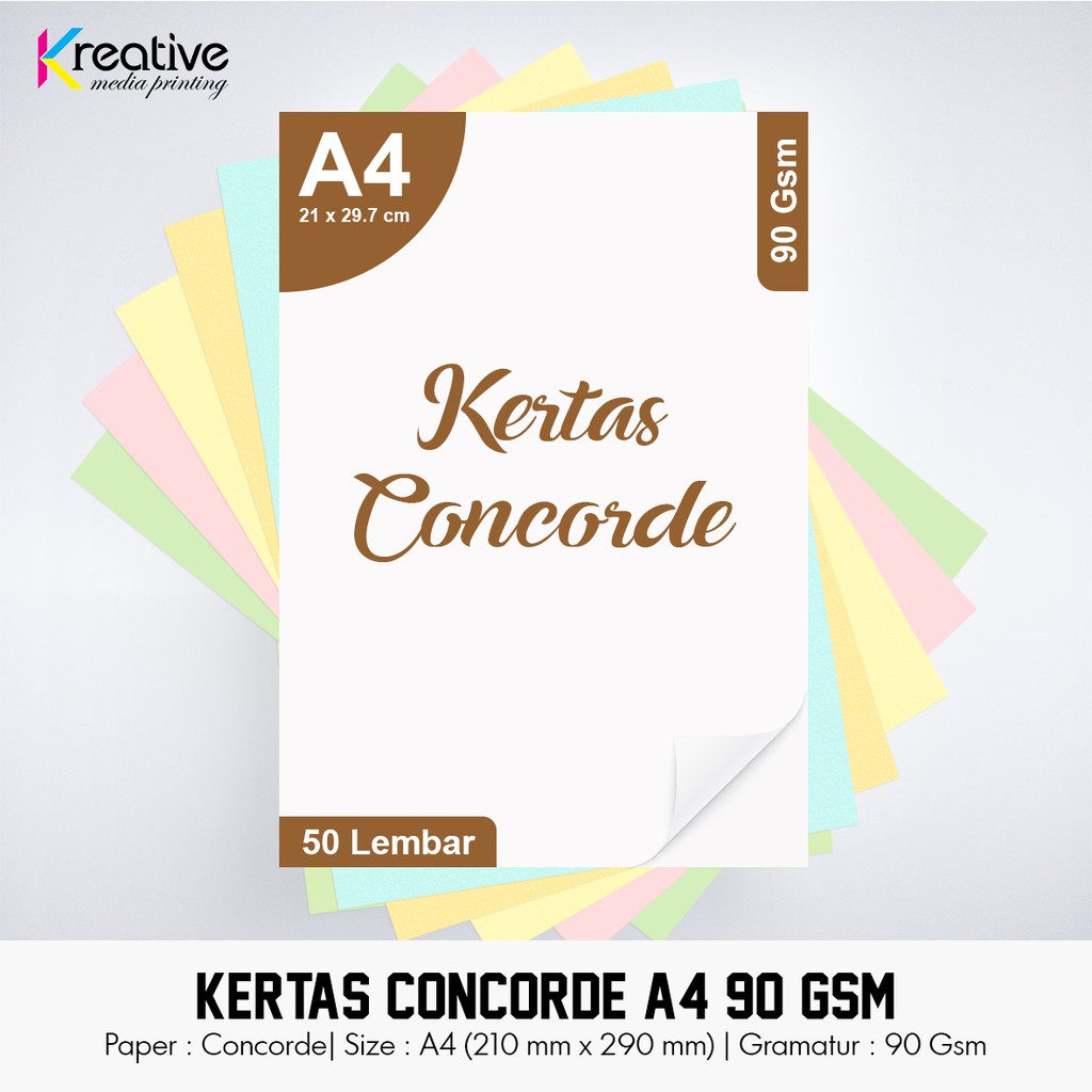 Kertas Concorde (A4 / 90 gsm / 1 pack = 50 lbr)