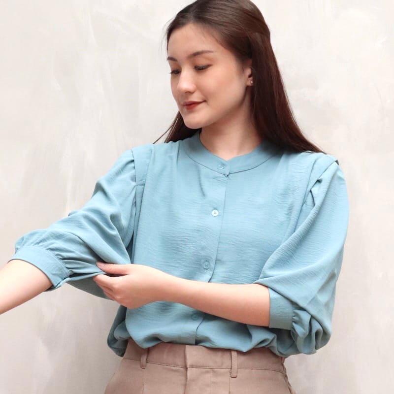 REVA BLOUSE CRINKLE AIRFLOW / AISA RIVER BLOUSE ONECK LONGSLEEVE | River Blouse Big Size Oneck Longsleeve