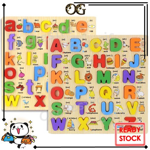  Puzzle  Anak ABC  Kayu Balok Alphabet Papan Puzzle  Chunky 