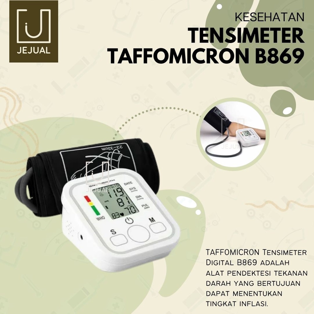 TAFFOMICRON B869 TENSIMETER Digital Alat Test/Tes/Cek Tekanan Darah/Tensi Meter Otomatis Akurat