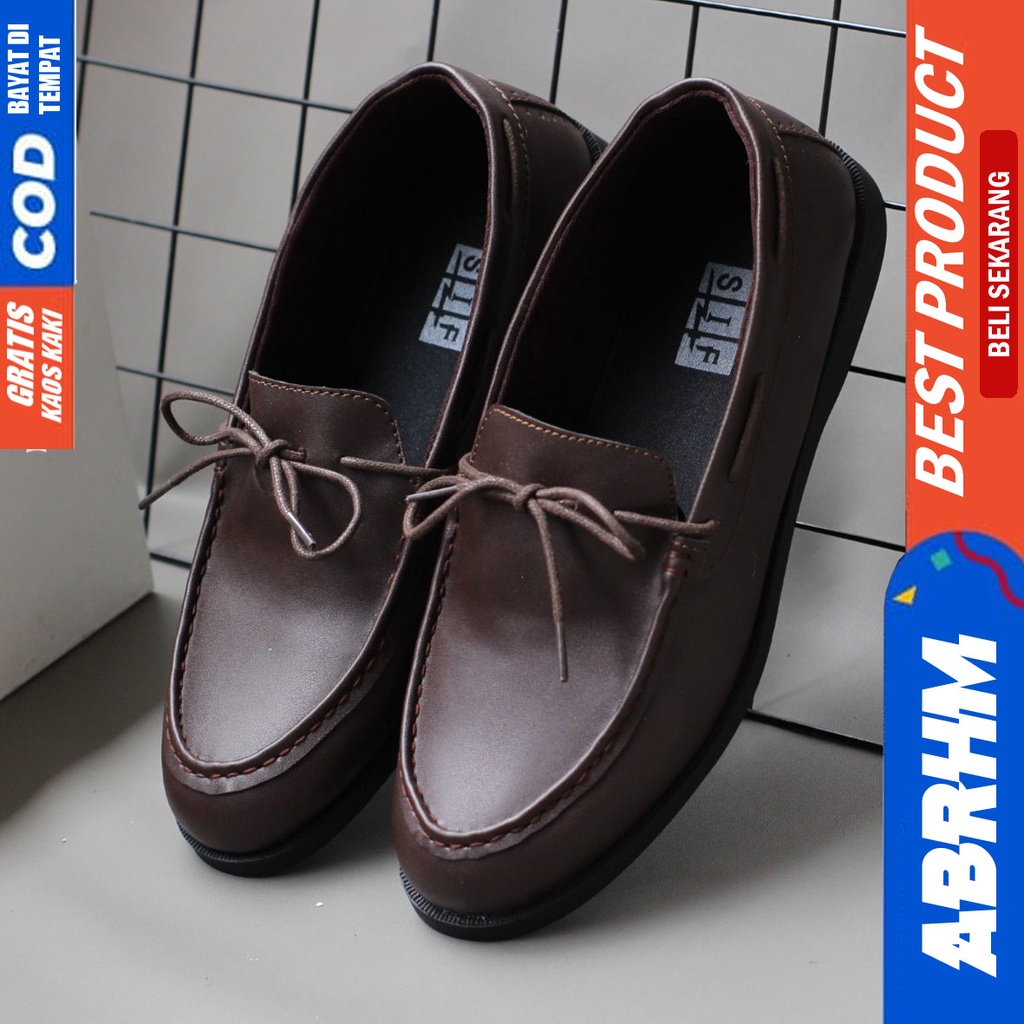 ABRAHAM Elbrow Sepatu Formal Casual Pantofel Kerja Hitam- Coklat