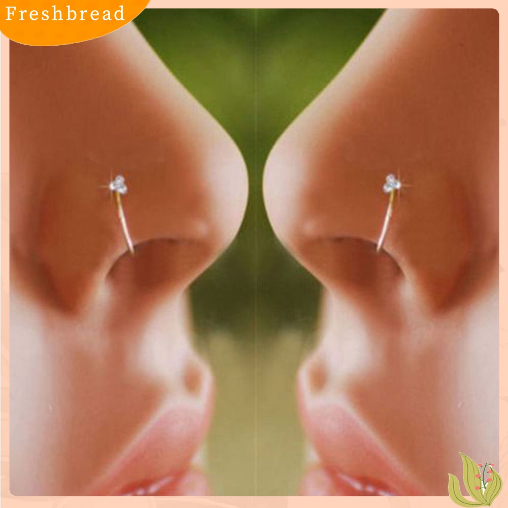 ? Fresh ? 1Pc Anting Tindik Hidung Bahan surgical Steel Aksen Berlian Imitasi untuk Hadiah Wanita