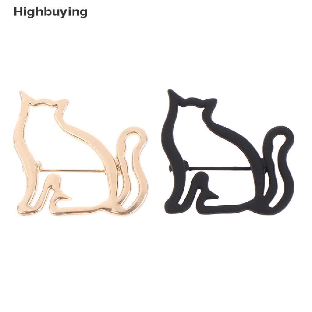 Hbid Bros Pin Desain Kucing Kecil Lucu Hollow Untuk Aksesoris Sweater / Syal Wanita