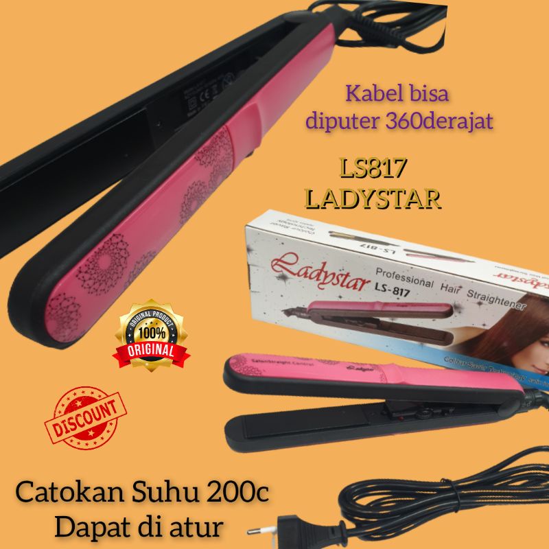 Alat Mesin Catok Rambut Datar Lurus curly suhu Ladystar Ls 817