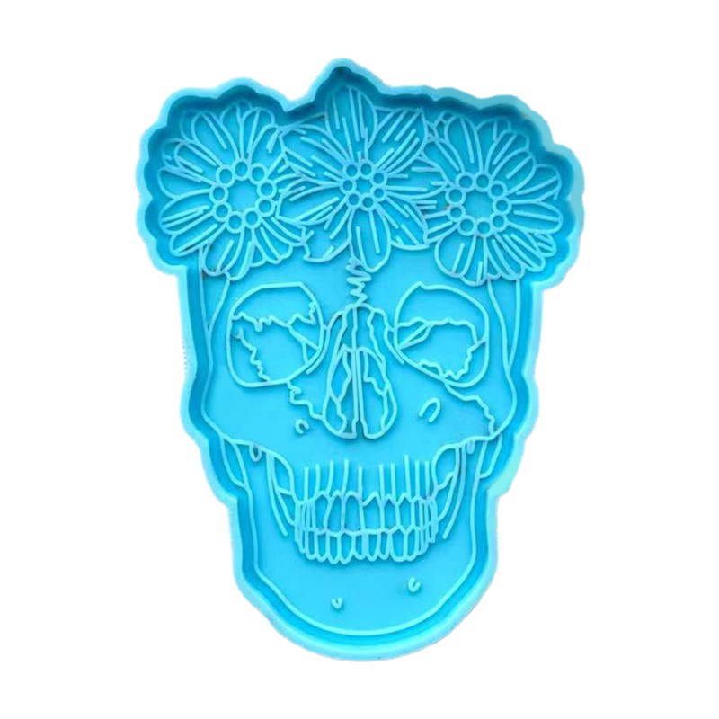 Glitter DIY Crafts Female Skull Coaster Epoxy Resin Mold Cup Mat Casting Silicone Mould