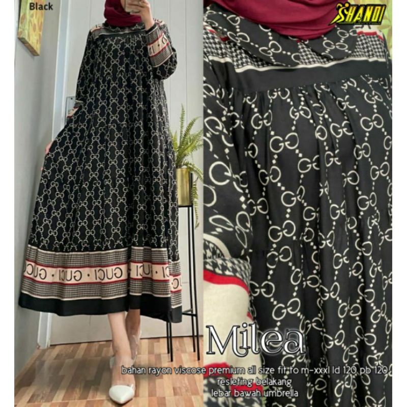 Milea Midi Dress Harian Wanita LD 120 Jumbo Bigsize XXXL Motif Terbaru Ori Disha Shandi Termurah