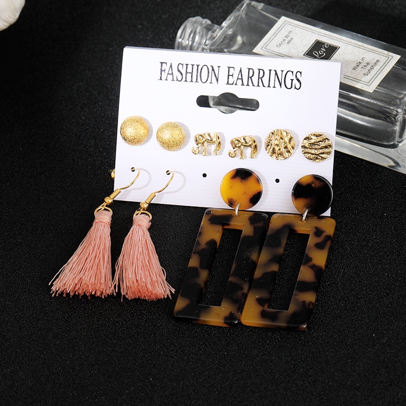 Eropa dan Amerika aksesoris fashion Mutiara XINGX set leopard piring rumbai anting-anting Korea gaya