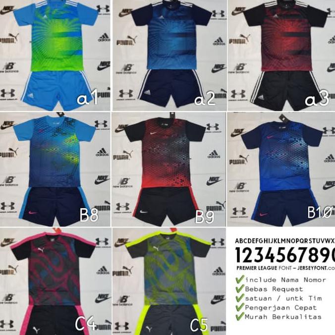 New Baju Kaos Futsal/Bola Anak Junior Nike Adidas Puma + Nama Nomor