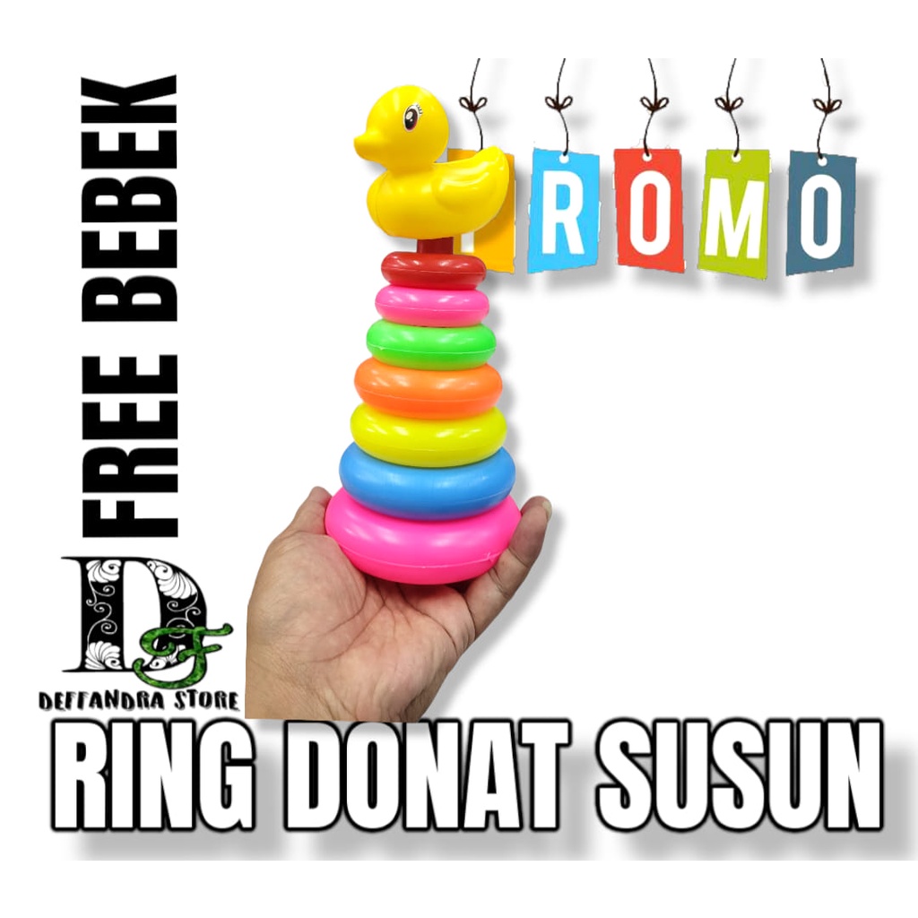 Menara Susun Mainan Edukasi / Mainan Anak Belajar Menyusun - Ring Donat Susun Menara Towes Bebek SNI