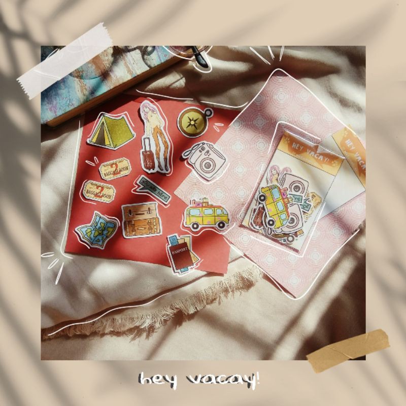 

22pcs stiker DIY lucu Travelling stiker hey vacay! untuk Scrapbook atau Journal aesthetic sticker