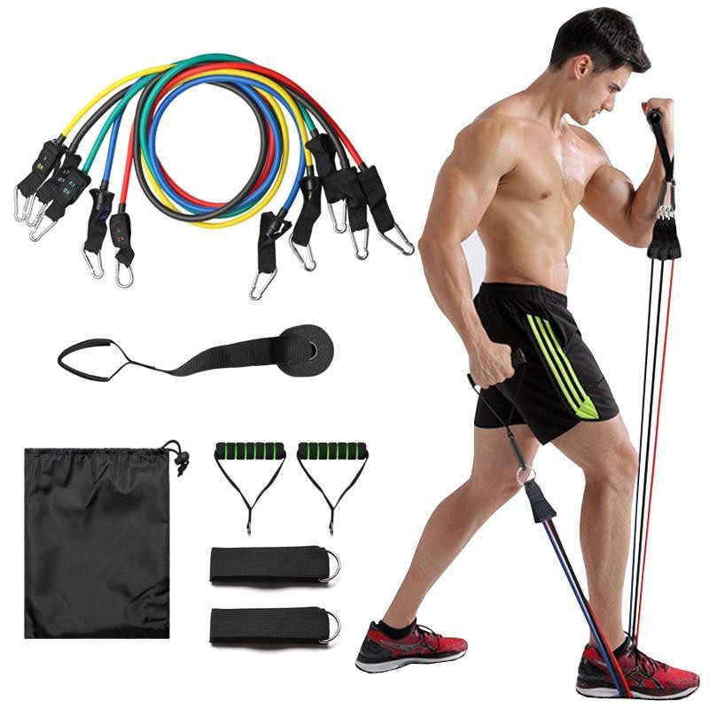 11 IN 1 PRO RESISTANCE Karet Olahraga BAND SET FITNESS GYM STRETCHING PULL ROPE RESISTANCR BAND Alat Olahraga PILATES YOGA