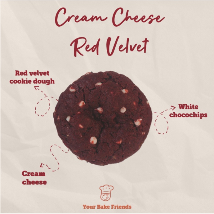 

6 Pcs Soft Cookies YourBakeFriend - Red Velvet Cream Cheese Cookies