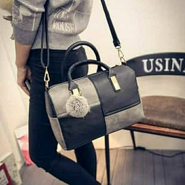 TW1815 Tas Wanita Slempang Jinjing Motif Kotak Import Cantik