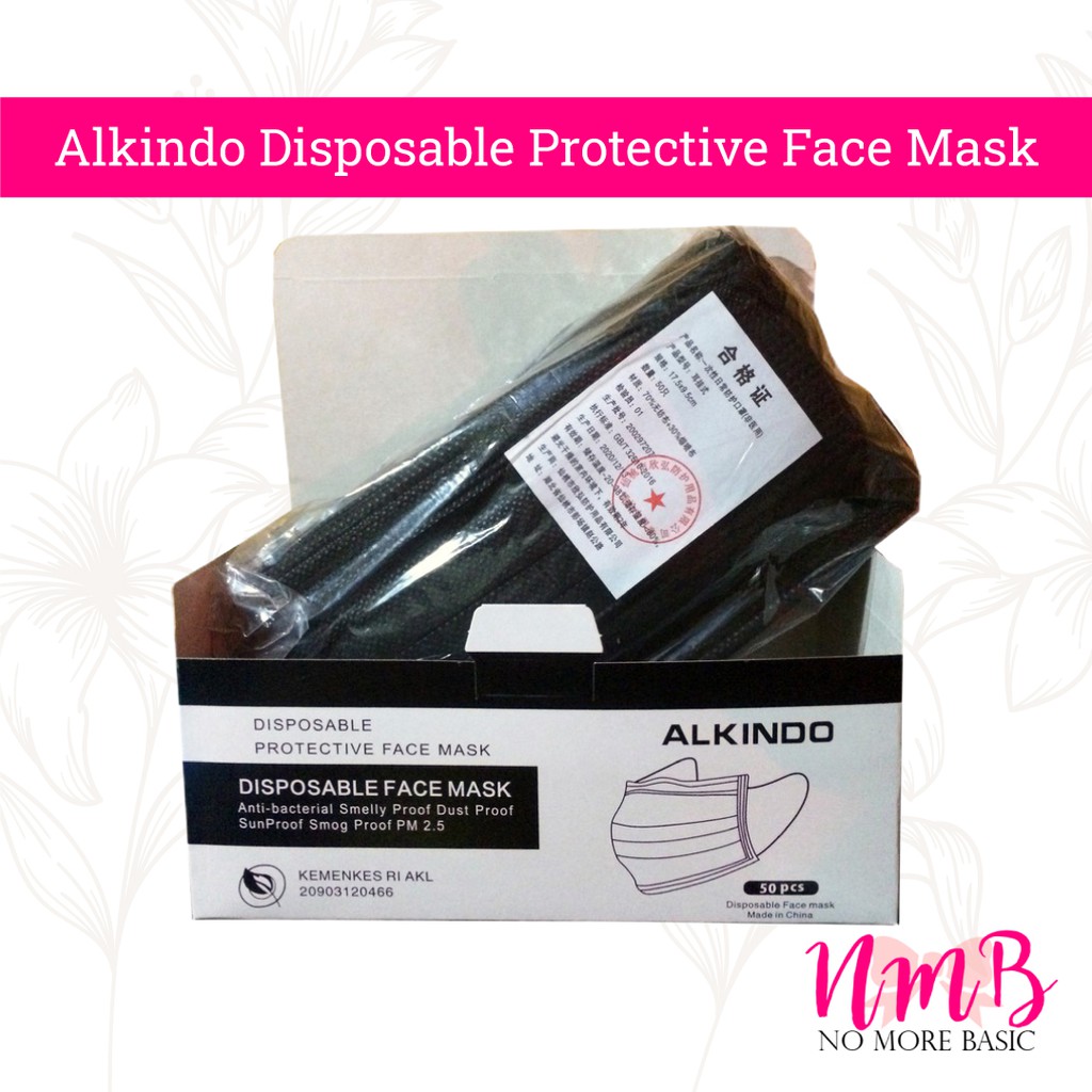 Alkindo Disposable Protective Non Medical Face Mask 3ply Isi 50 pcs Anti Virus Masker