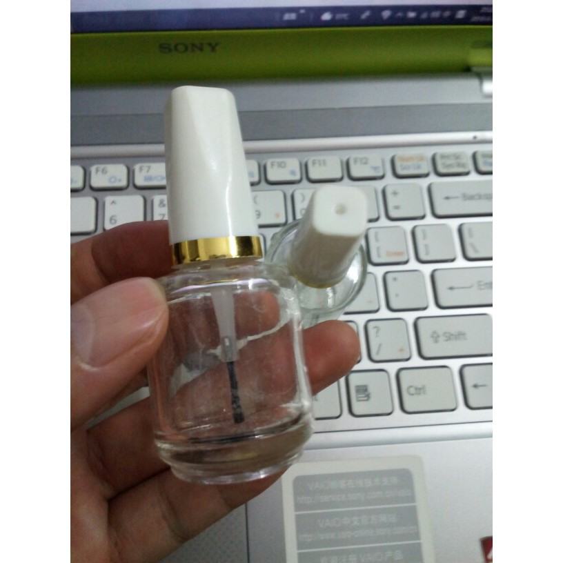 Botol Kutek Kosong Tutup Putih 14ml Empty Nail Polish Bottle