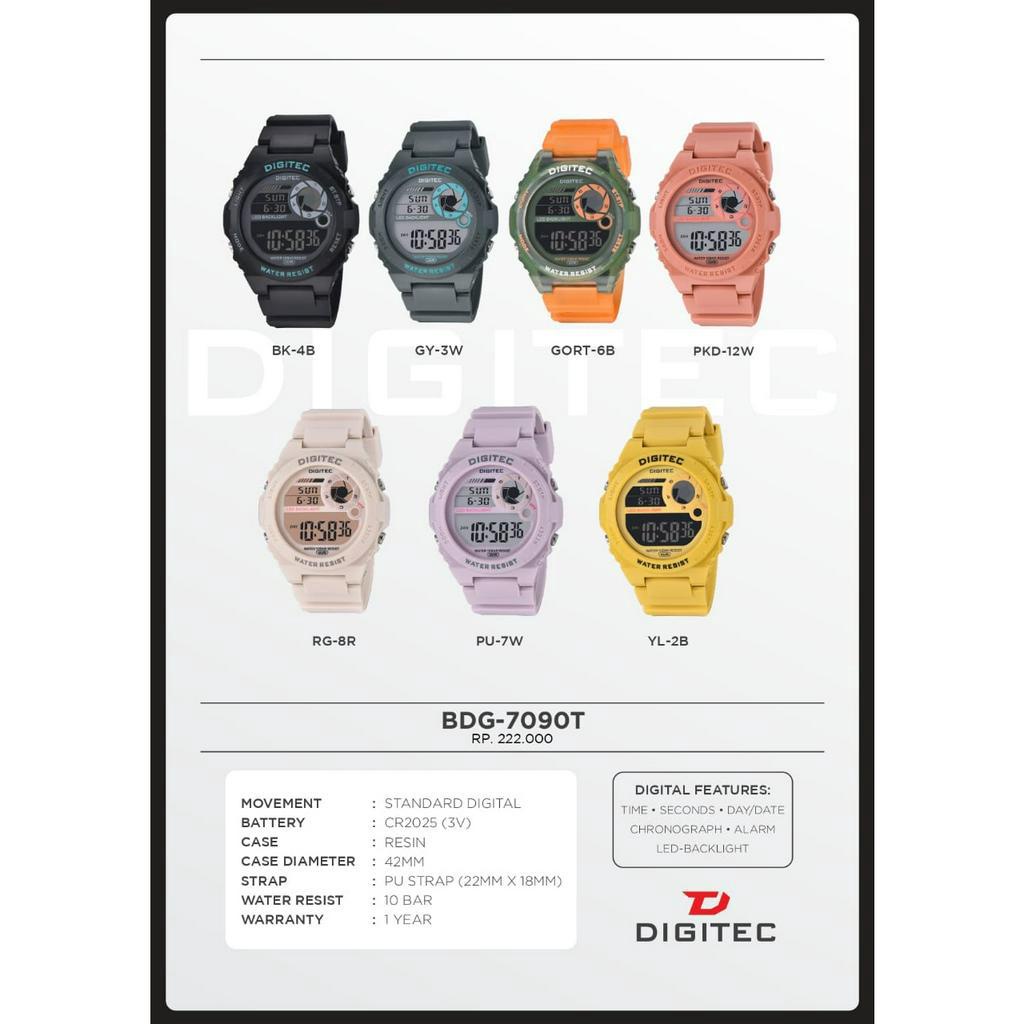 Jam Tangan Sport Digitec 7090 Digital Rubber Original Water Resistant Original Watch