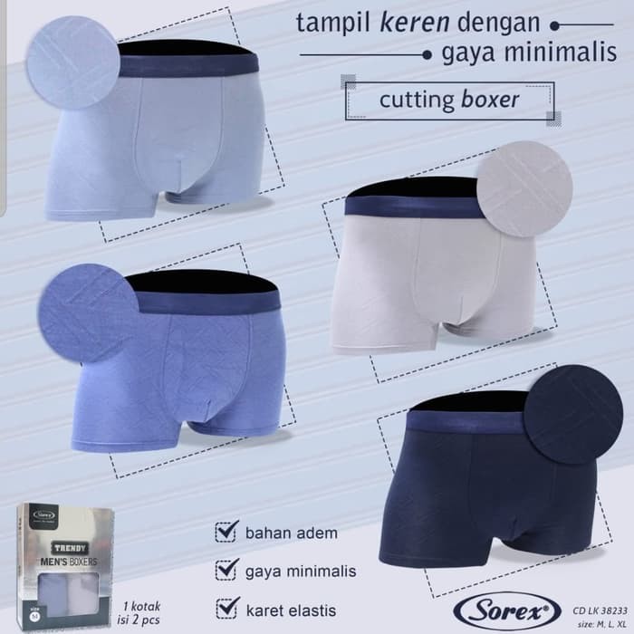 CD Celana Dalam Boxer Pria Laki Adem Elastis Sorex 38233 CD Celana Dalam Boxer Pria Laki Adem Elastis Sorex 38233