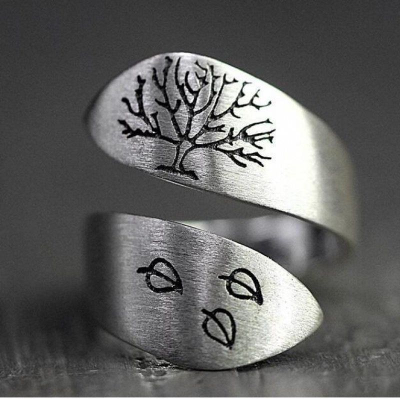 Cincin Desain Pohon Kehidupan Gaya Vintage Untuk Pria Dan Wanita