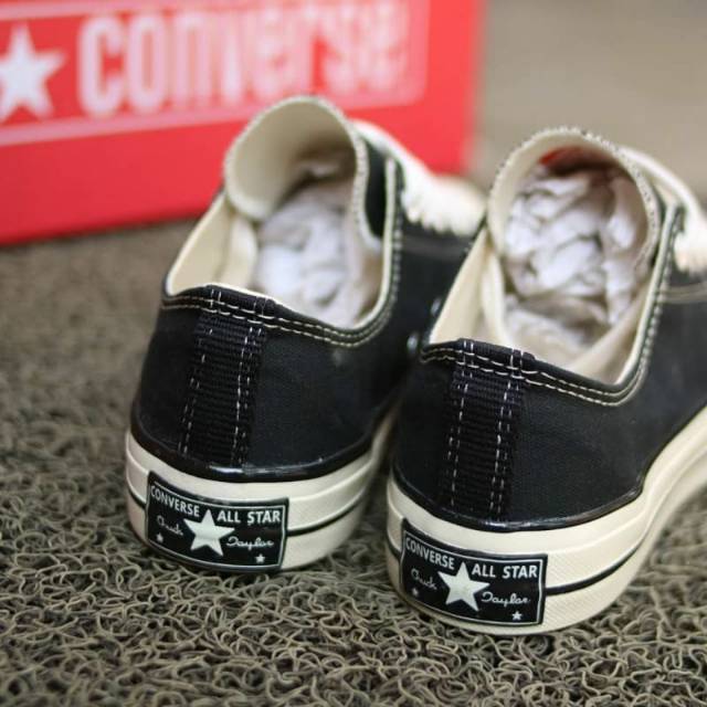 Sepatu Converse 70s Low Black White Glossy / Converse 70s Ox Egret Hitam Putih