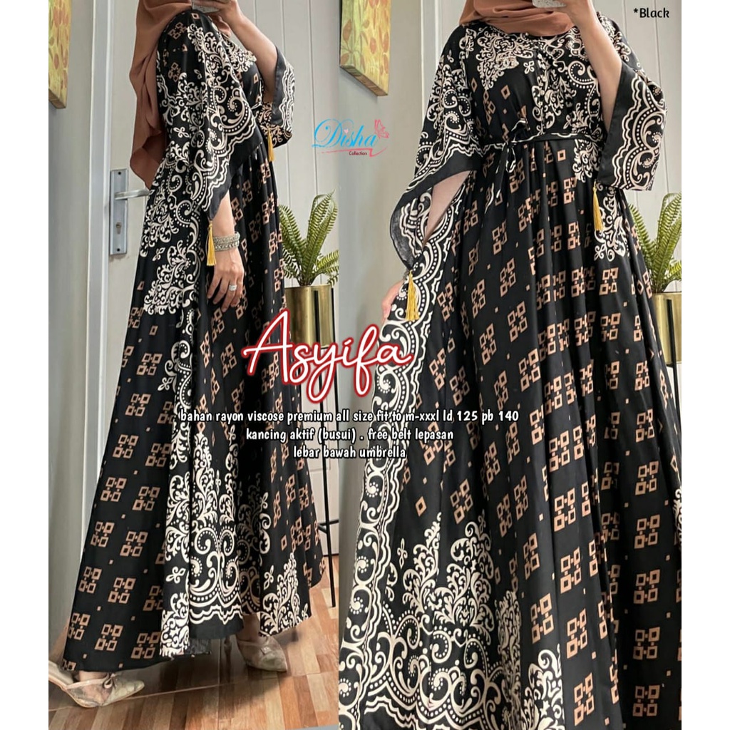 ASYIFA UMBRELLA MAXY, GAMIS BATIK RAYON VISCOSE // GAMIS BUSUI FRIENDLY (KANCING DEPAN) GOOD QUALITY