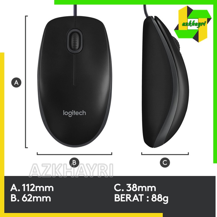 Logitech B100 Mouse Kabel USB Optical Original