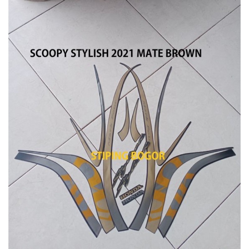 Striping Sticker Motor Honda Scoopy Stylish 2021 Mate Brown