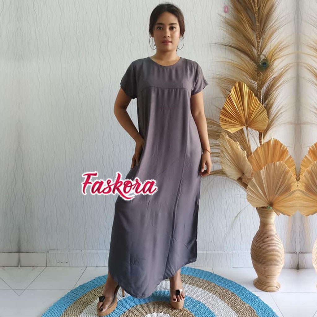 Dress Polos Panjang Lengan Pendek / Dress Panjang Polos Lengan Pendek / Long Dress Polos Jumbo