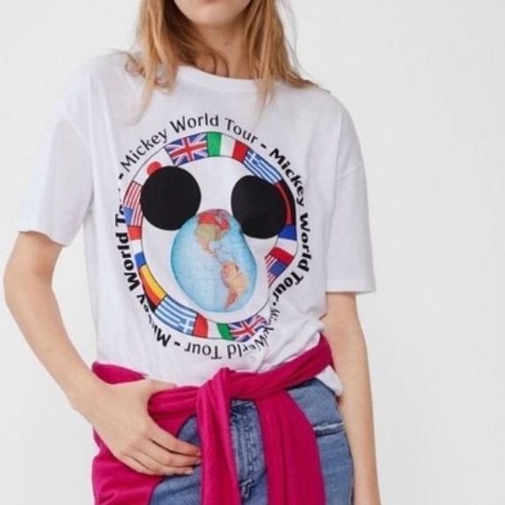 Minioutlet Zara Disney mickey world tour tee kaos murah