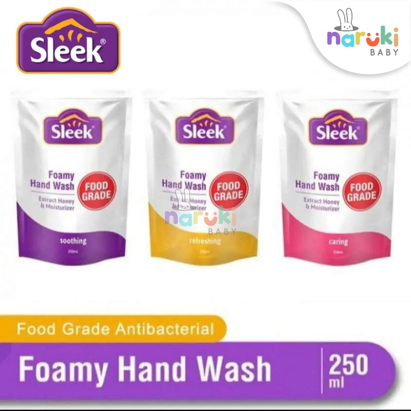 Sleek Foamy Hand Wash BOTOL/REFIL 250ml Pouch Sabun Cuci Tangan Food Grade