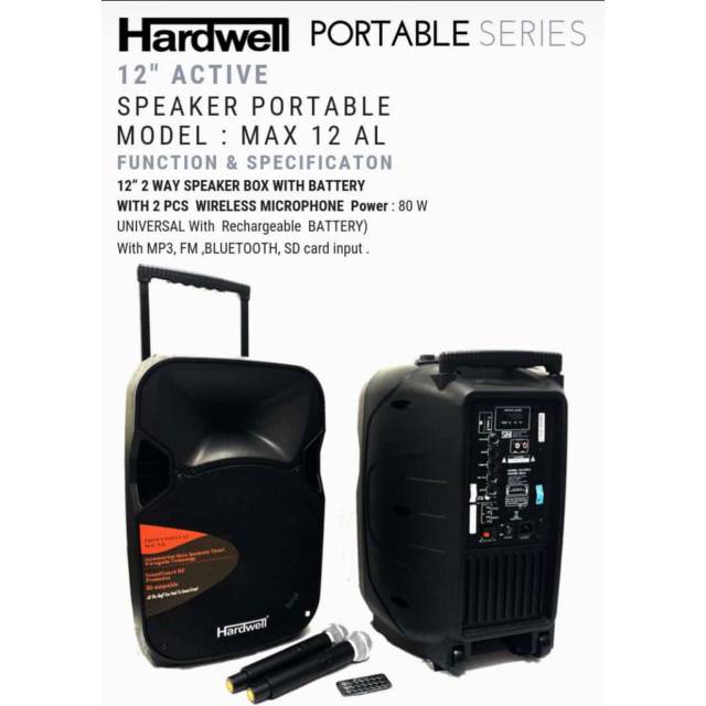 Speaker portable hardwell max 12 AL 12in original bergaransi