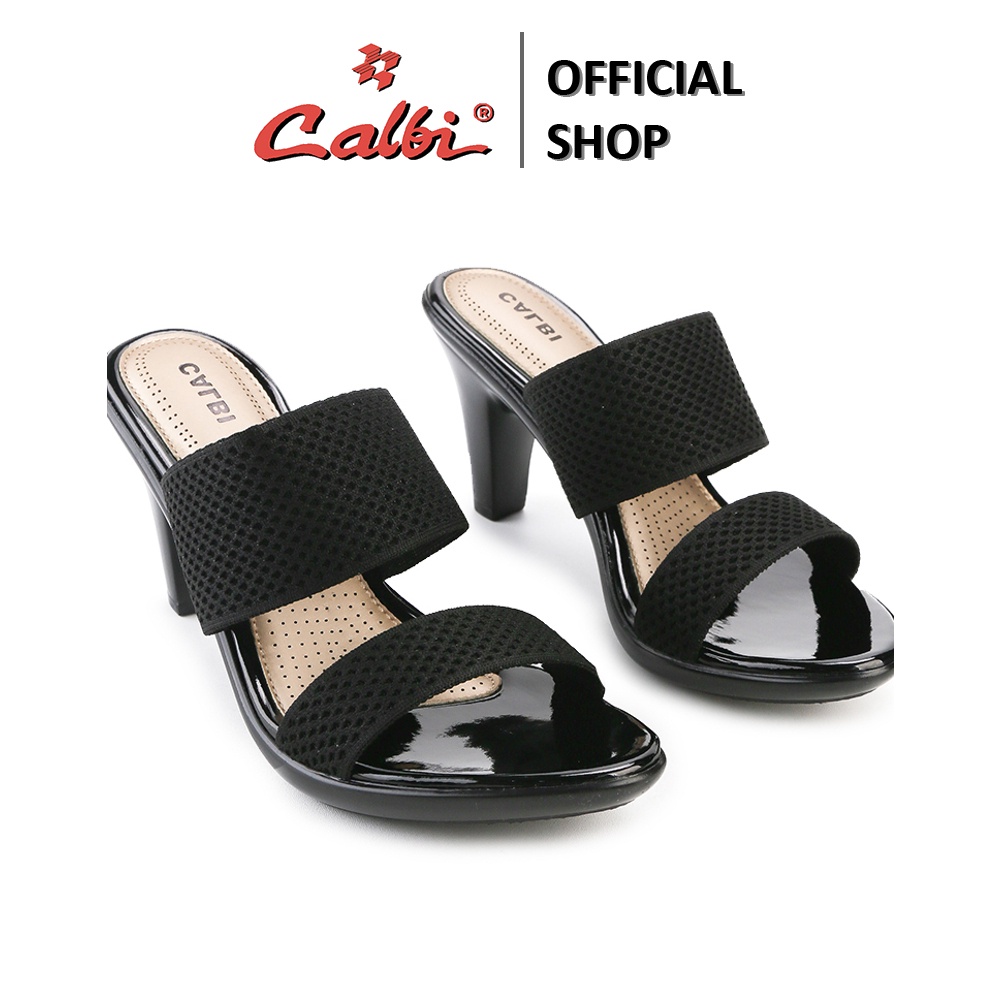 CALBI BB 1898 Sandal Hak Tinggi Slip-on Perempuan 8cm Rajut OOTD Kekinian Ellory