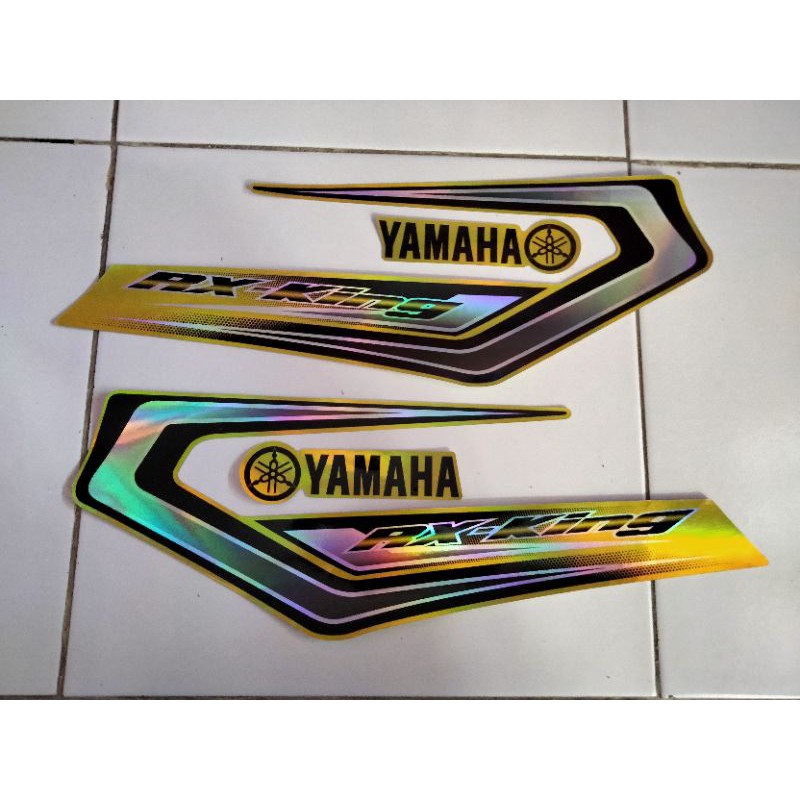 striping stiker RX king custom hologram versi 1-Kuning bagian tangki