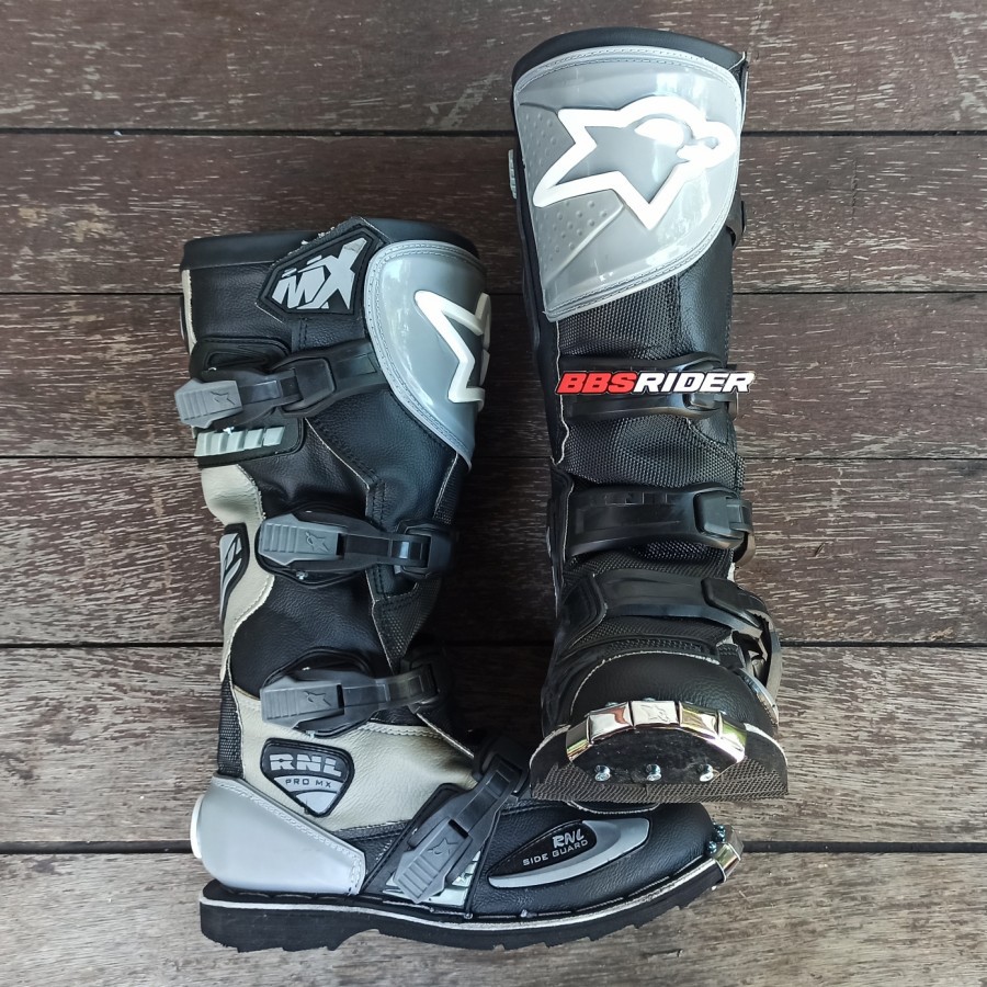 Sepatu MX Cross Trail Trabas Supermoto RNL Hitam Abu