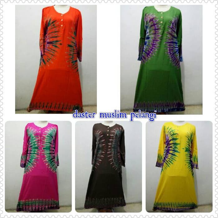 daster muslim pelangi baju tidur santai batik longdress