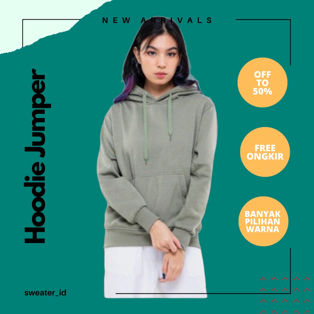 SWEATER_ID Hoodie Jumper Polos Olive Pria Wanita Fleece Tebal Premium.