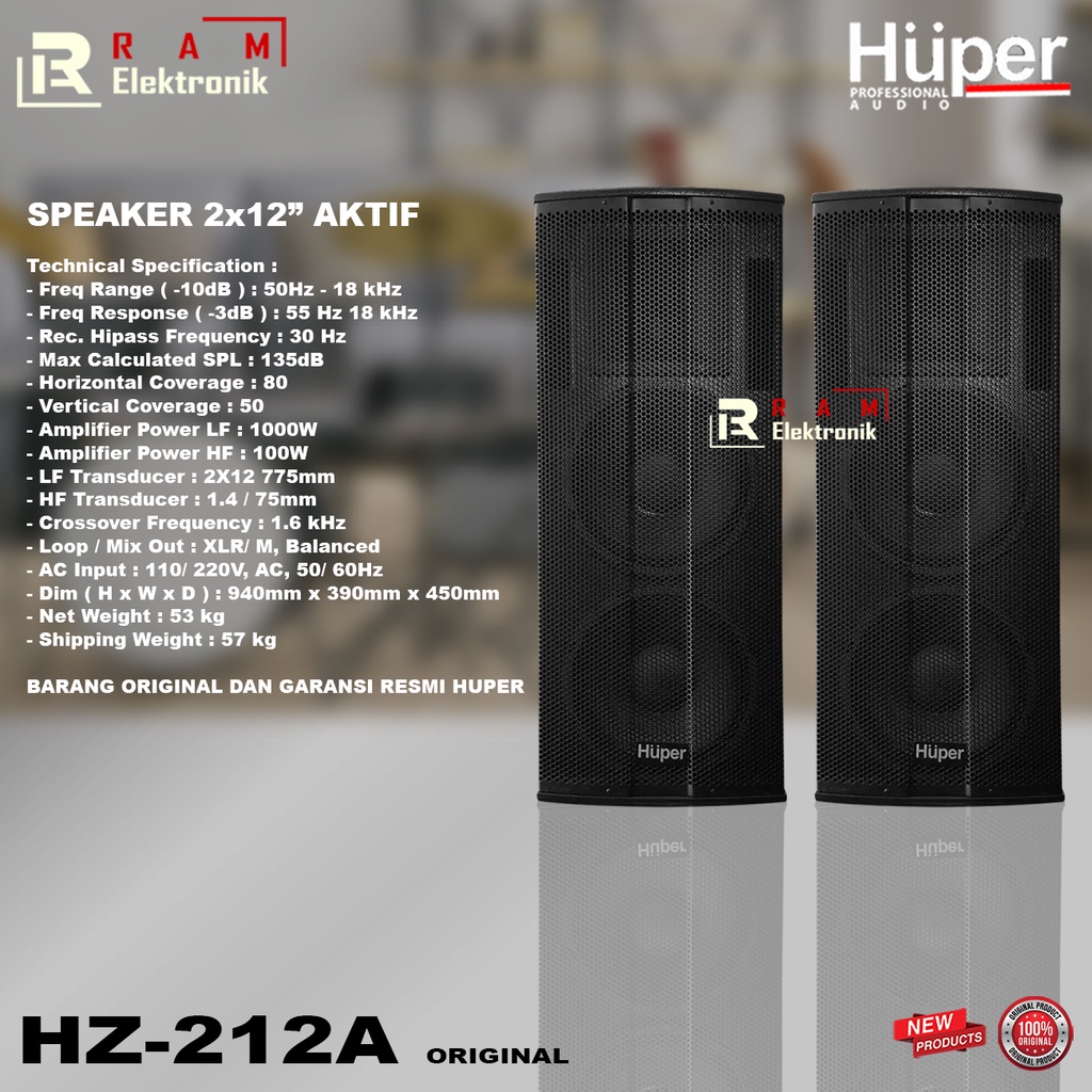 Speaker 2x12 Inch Aktif HUPER HZ 212A / HZ 212 A / HZ212A Original