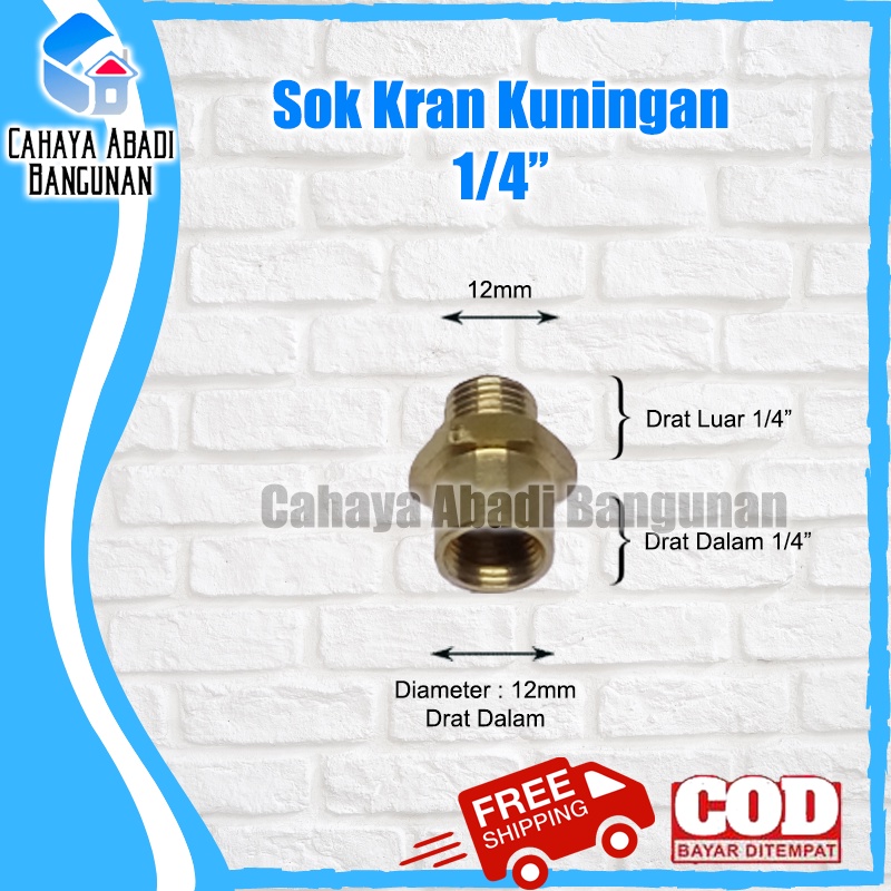 Sok Kran Kuningan 1/4&quot; x 1/4&quot;