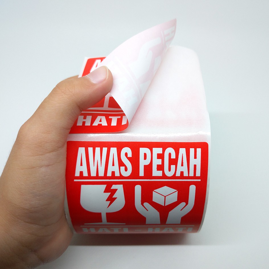 

mh Stiker Label Fragile Handle with Care Stiker Awas Pecah Hati-hati 6 x 5,5 cm (1 roll/ pcs)